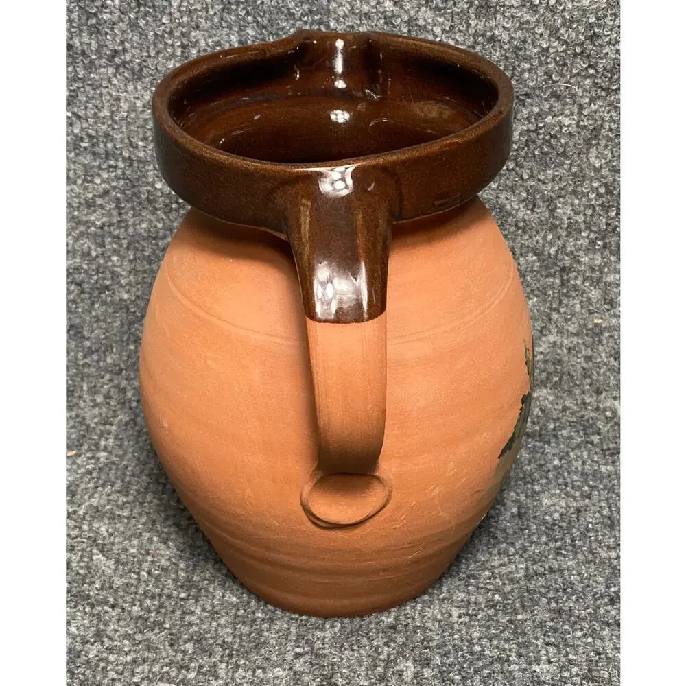 Royal Barum Ware  by C. H. Brannam England Red Terra-cotta Pitcher Hand Painted